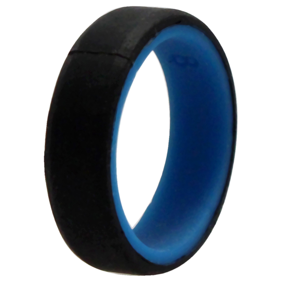 Silicone Wedding 6mm Brush 2Layer Ring - Blue-Black by ROQ for Men - 8 mm Ring - Picture 1 of 1